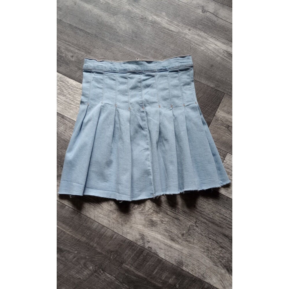 RE Generation By Celebrity Pink Women's M Light Blue Pleated Denim Mini Skirt